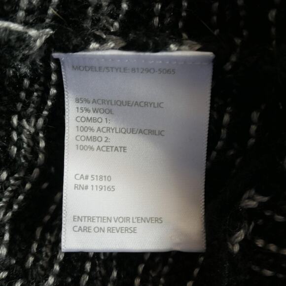 Tribal Cardigan Sweater Womens Medium Black Gray Chunky Knit Boho Wool Blend - Picture 10 of 12